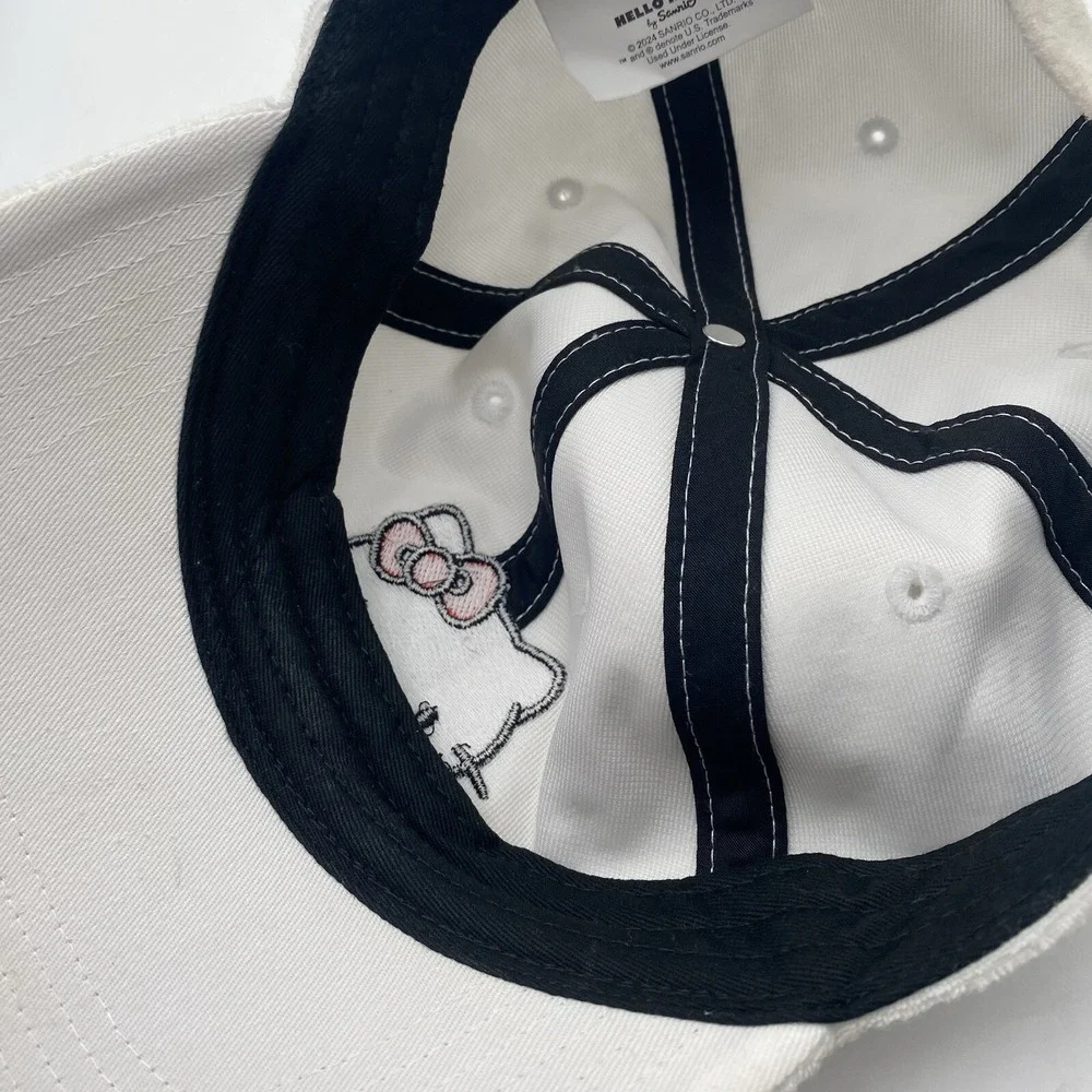 Sanrio Hello Kitty Hat Adult Strapback White Cotton Terry Cloth Cleaned See Pics